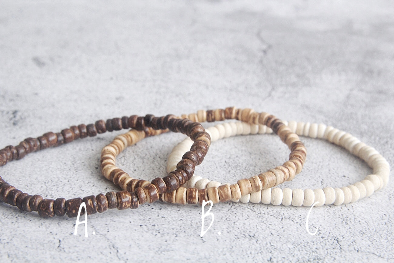 Coconut Beach Bracelet, Surfer bracelets, Wood bracelet, Yoga Boho Beaded Bracelet, Mens bracelet set, Fathers Day gift, Gift for him