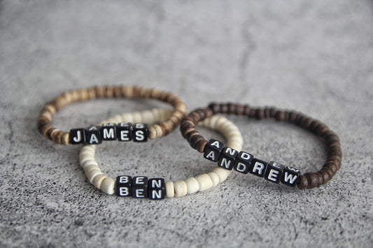 Personalized Beaded NAME bracelets for men, Mens Bracelet, Family name bracelet, Fathers Day Bracelet, Gift for him, Gift for boyfriend