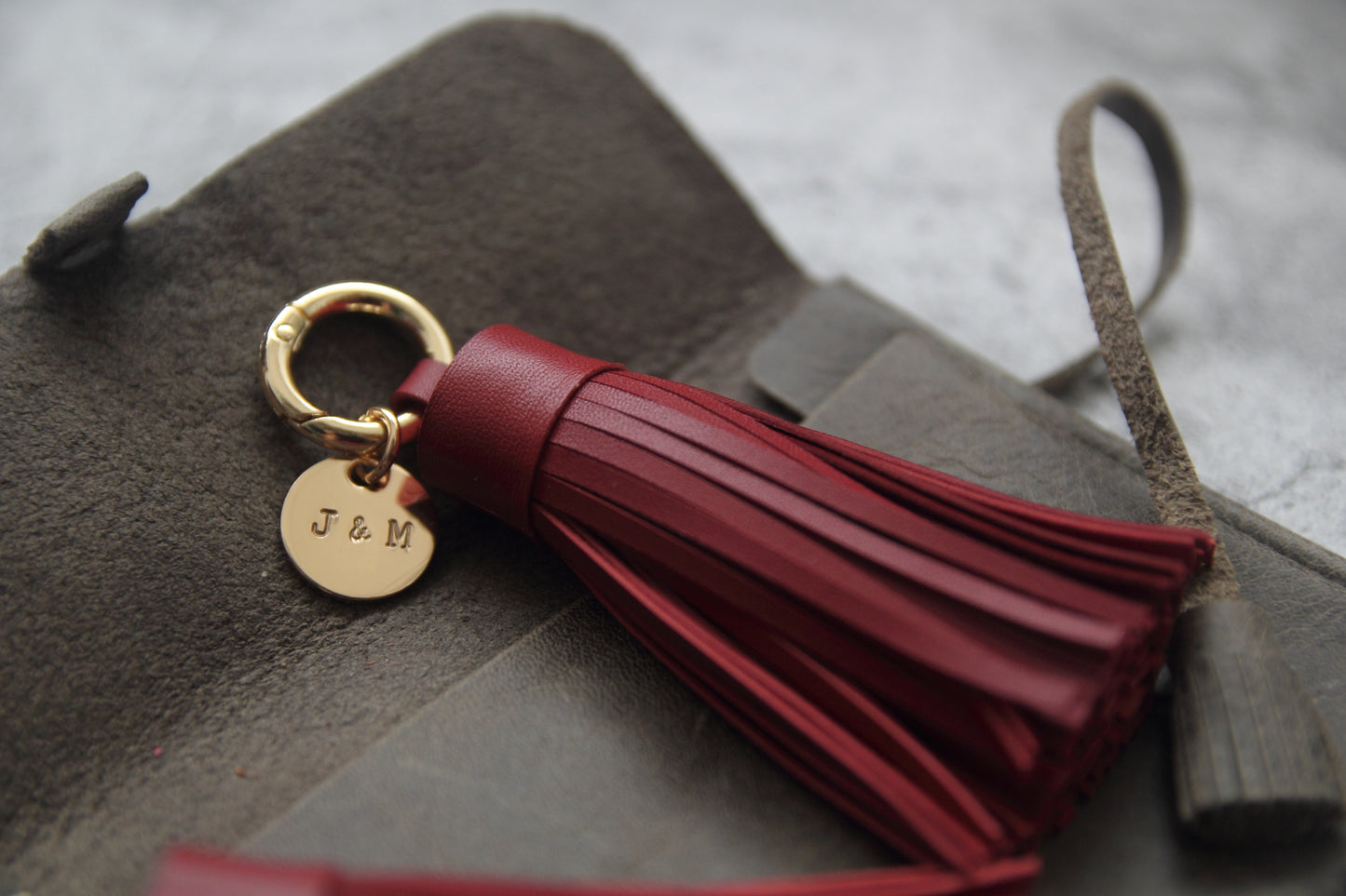 Personalized Gift for Her, Mothers Day Gift, Leather Tassel Keychain, inital Tassel Keychain
